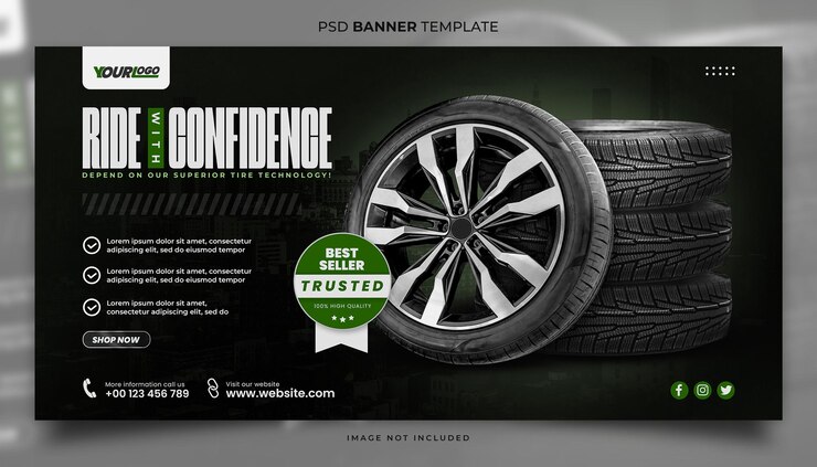 PSD plantilla de bandera verde para neumáticos de automóviles