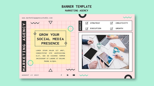 PSD plantilla de banner de agencia de marketing en redes sociales