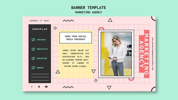 PSD plantilla de banner de agencia de marketing en redes sociales