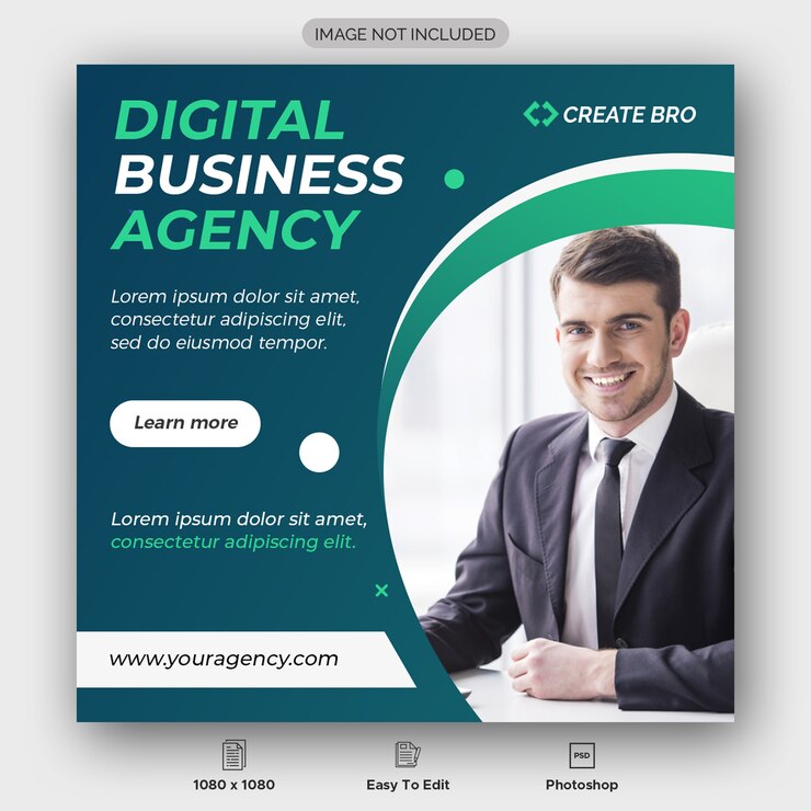 Plantilla de banner de agencia de negocios digitales