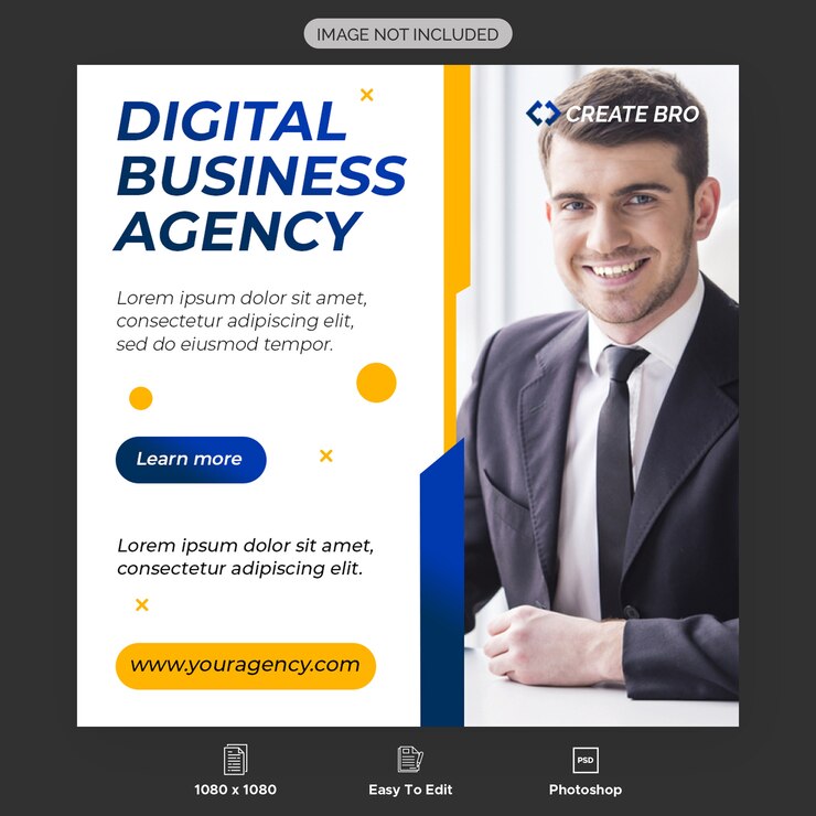 Plantilla de banner de agencia de negocios digitales
