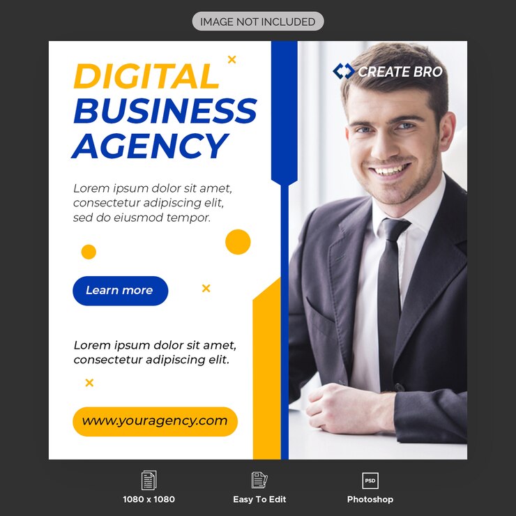 Plantilla de banner de agencia de negocios digitales