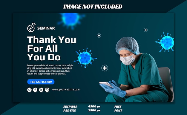 Plantilla de banner de atención médica para publicaciones en redes sociales