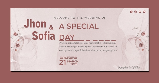 Plantilla de banner de boda elegante psd