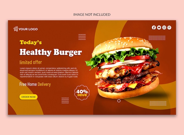 Plantilla de banner de boda de redes sociales de hamburguesa saludable