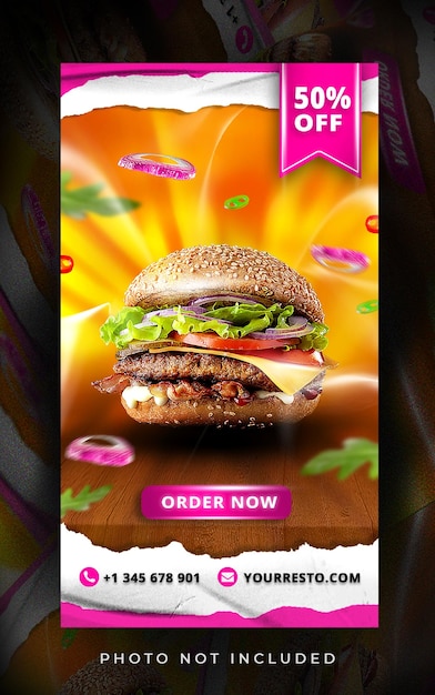 PSD plantilla de banner de burger story psd premium