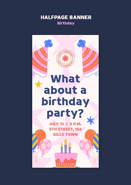 plantilla de banner de celebración de cumpleaños