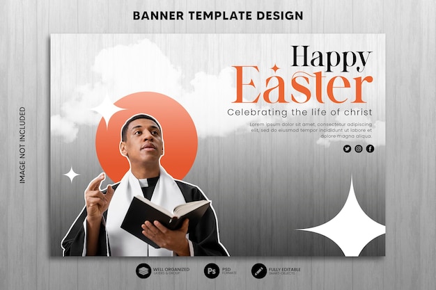 Plantilla de banner de celebración de pascua feliz