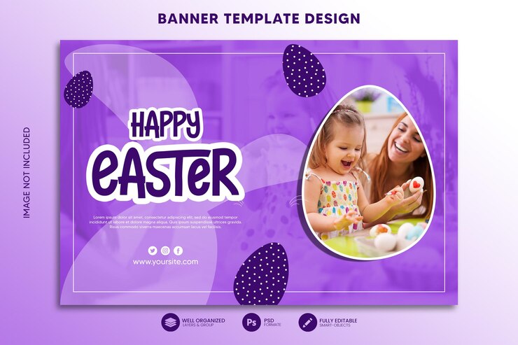 Plantilla de banner para celebración de pascua
