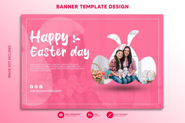 Plantilla de banner para celebración de pascua