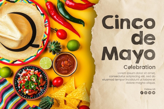 PSD plantilla de banner de cinco de mayo y publicación en las redes sociales