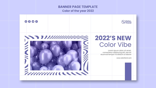 PSD plantilla de banner de color del año 2022