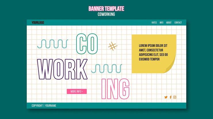 PSD plantilla de banner de concepto de coworking