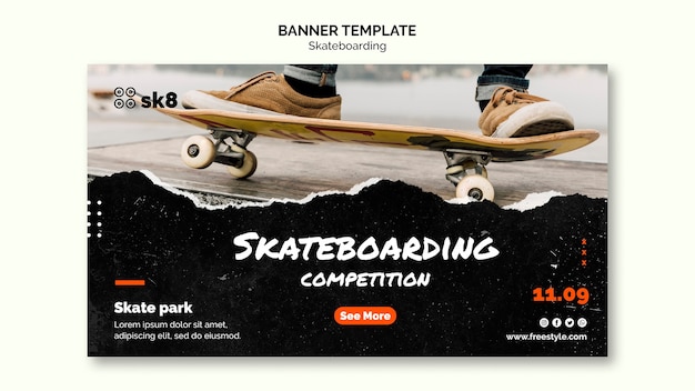 Plantilla de banner de concepto de skateboard