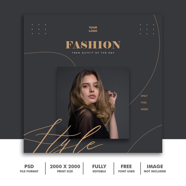 PSD plantilla de banner cuadrado para instagram, fashion gold