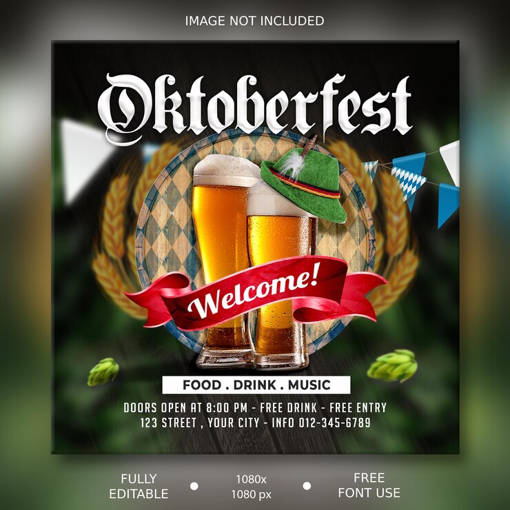 plantilla de banner cuadrado de promoción de redes sociales de oktoberfest psd
