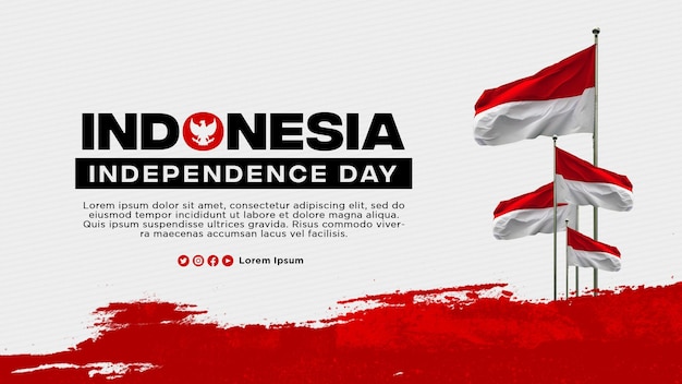 Plantilla de banner del día de la independencia de indonesia