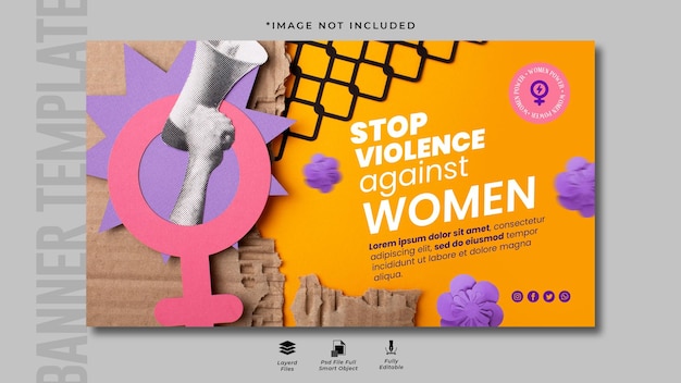 Plantilla de banner del día internacional para la eliminación de la violencia contra la mujer