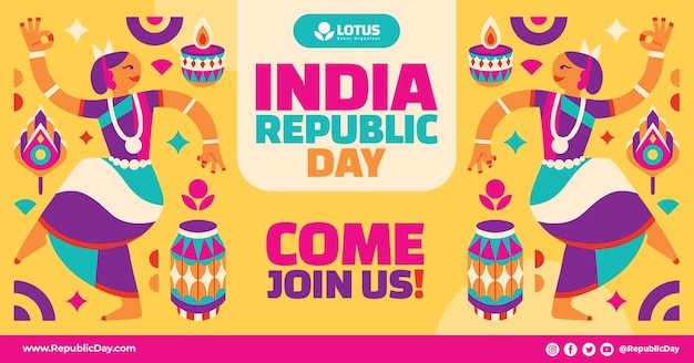 Plantilla de banner del día de la república india