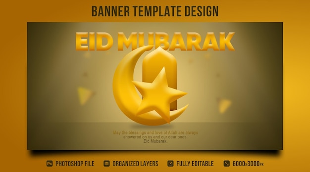 PSD plantilla de banner para eid mubarak