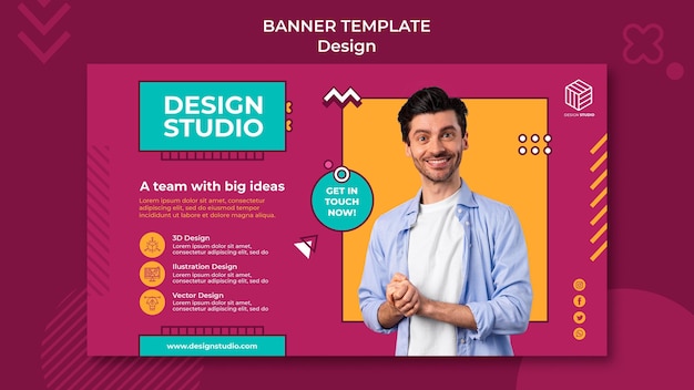 PSD plantilla de banner de estudio de diseño