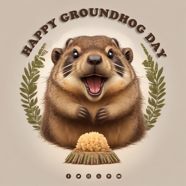 PSD plantilla de banner feliz día de la marmota