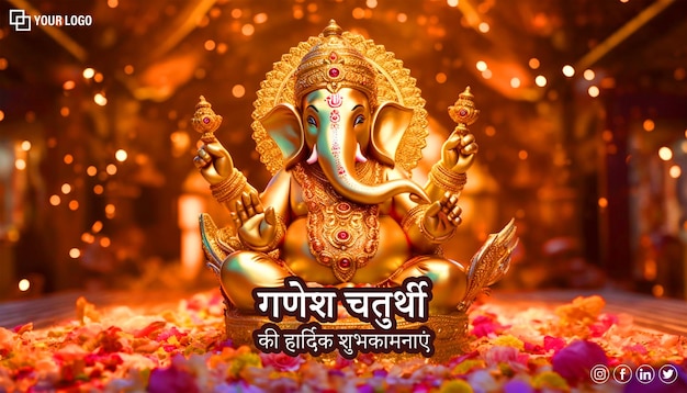 Plantilla de banner feliz Ganesh Chaturthi