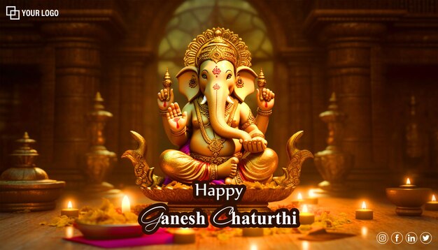 Plantilla de banner feliz Ganesh Chaturthi