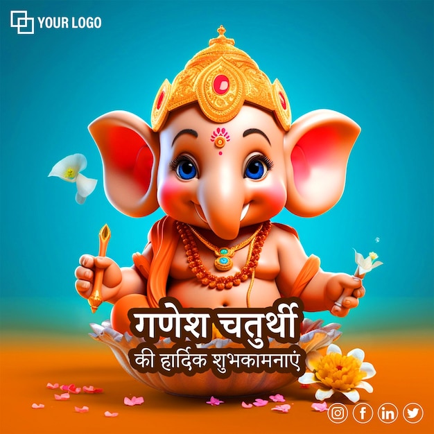 Plantilla de banner feliz Ganesh Chaturthi