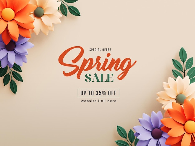 Plantilla de banner floral de venta de primavera colorida