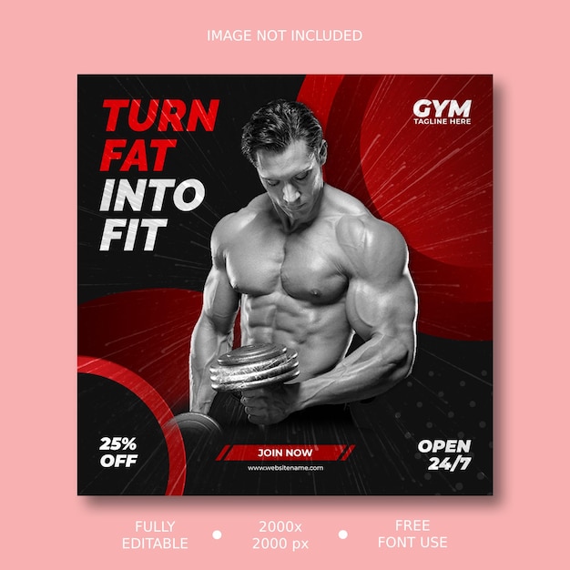 Plantilla de banner de gimnasio de fitness de redes sociales