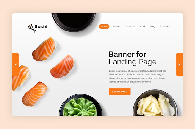 PSD plantilla de banner de héroe de sushi