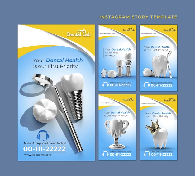 Plantilla de banner de historias de Instagram de concepto de cirugía de implantes dentales