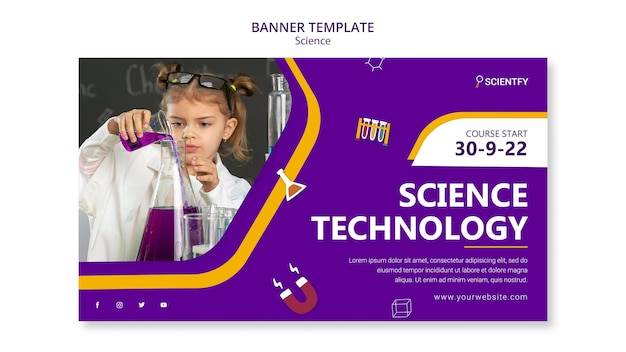 PSD plantilla de banner horizontal de ciencia