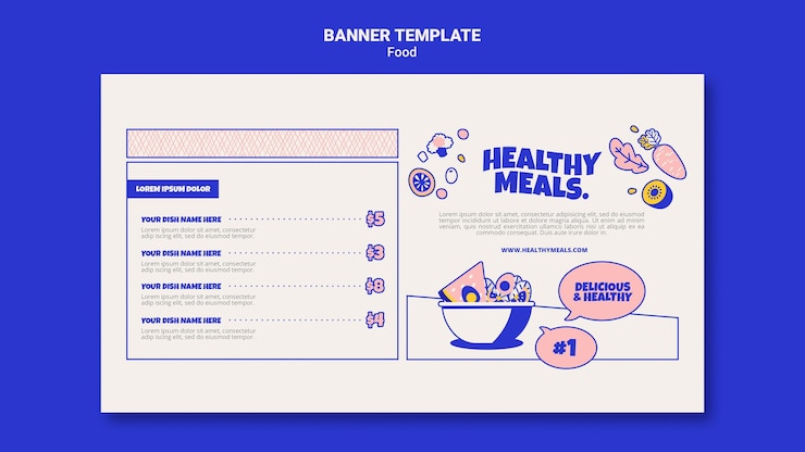 PSD plantilla de banner horizontal para comidas saludables