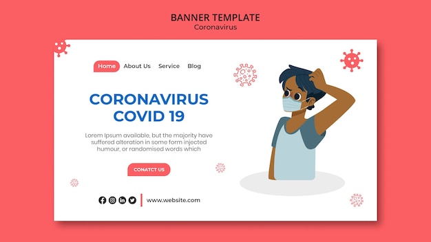 PSD plantilla de banner horizontal de coronavirus