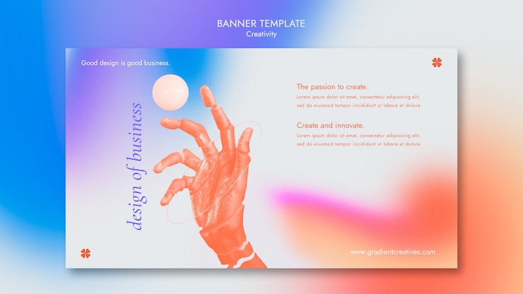 PSD plantilla de banner horizontal de creatividad con estilo degradado sutil