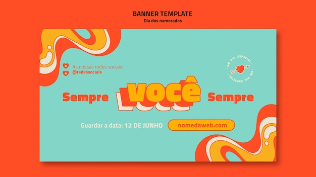 PSD plantilla de banner horizontal dia dos namorados