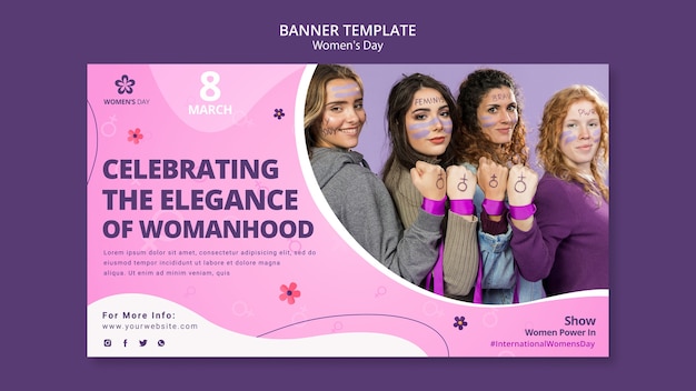 PSD plantilla de banner horizontal del día de la mujer