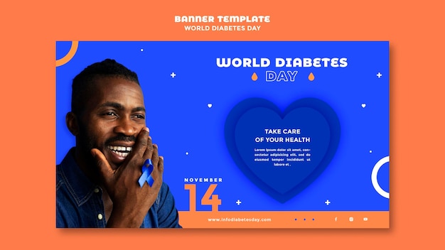 PSD plantilla de banner horizontal del día mundial de la diabetes