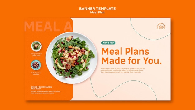 PSD plantilla de banner horizontal de planes de comidas