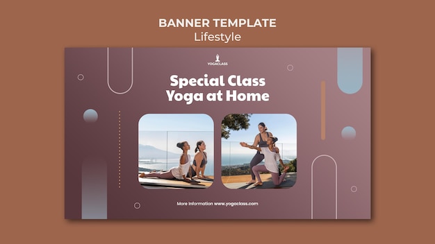 PSD plantilla de banner horizontal para práctica y ejercicio de yoga