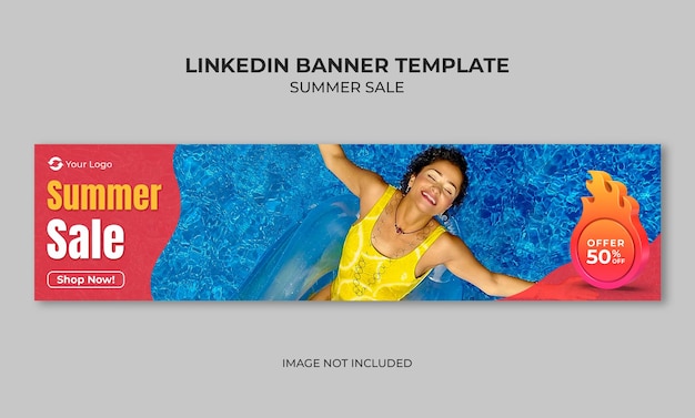 Plantilla de banner de linkedin de rebajas de verano