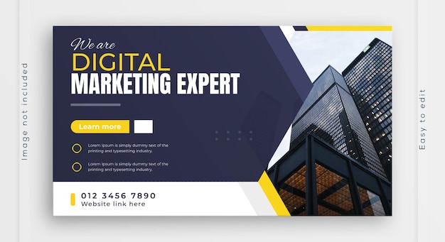 Plantilla de banner de marketing digital para el marketing en redes sociales Anuncios corporativos Servicios comerciales en línea