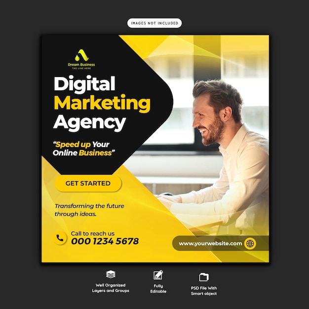 Plantilla de banner de marketing digital