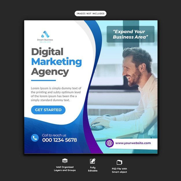 Plantilla de banner de marketing digital