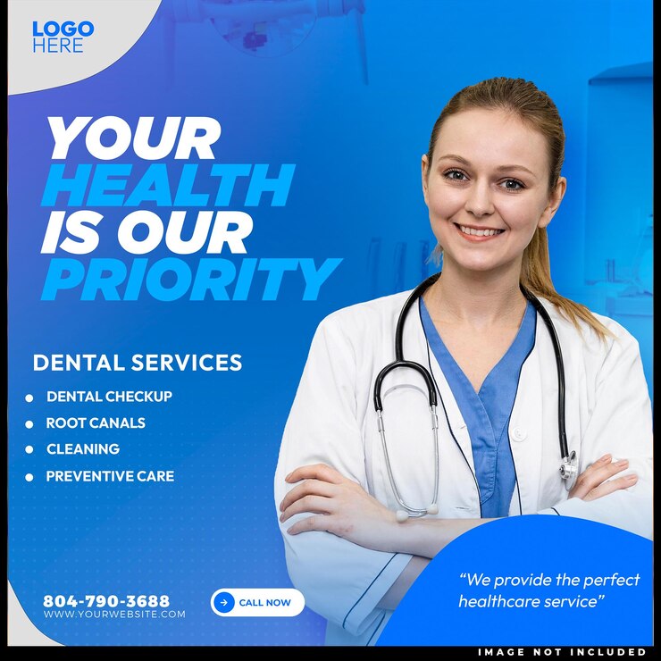 PSD plantilla de banner de los medios sociales para el dentista y el cuidado dental