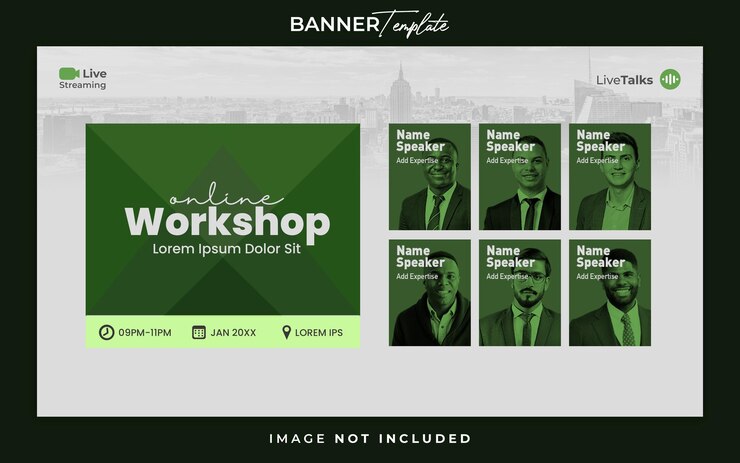 PSD plantilla de banner de medios sociales para el taller de webinar