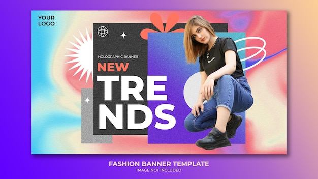 PSD plantilla de banner de moda con gradiente granulado