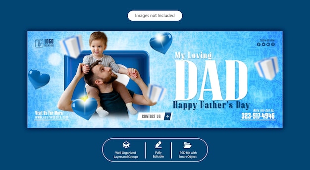 PSD plantilla de banner de portada de facebook feliz día del padre psd